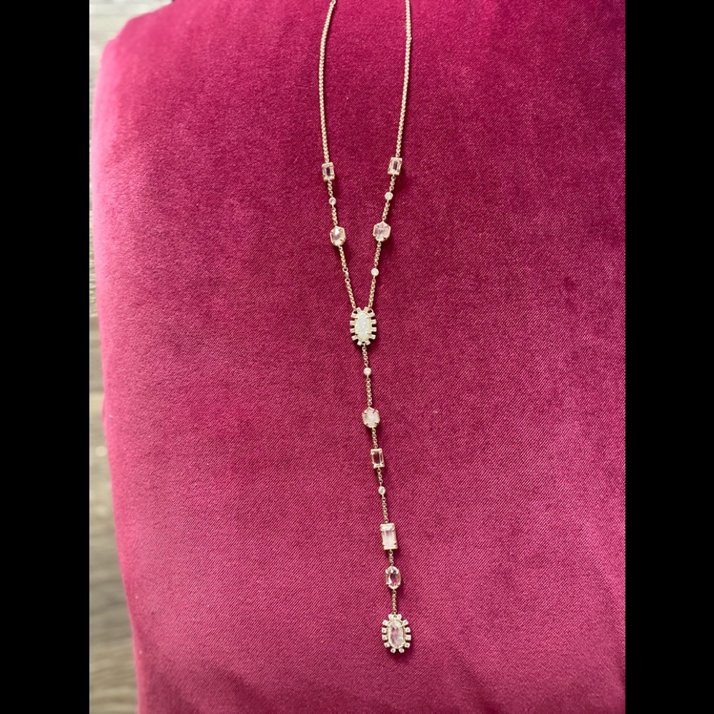 Kendra Scott long gold and stone necklace